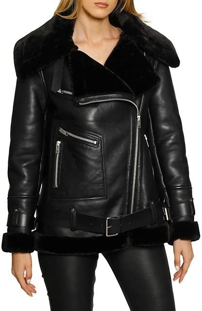 walter baker celine leather faux fur jacket|Walter Baker Women's Celine Jacket Leather with Belt.